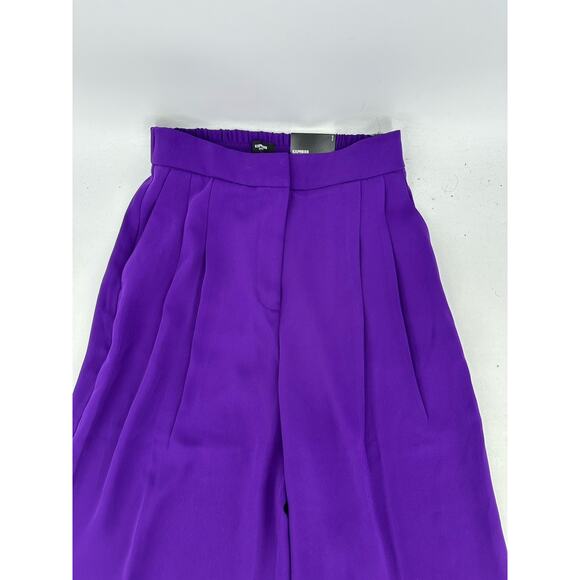 NEW Express Size 2 Women Stylist Wide Leg High Waist Pants Formal Pleated 45-10 - Picture 2 of 11